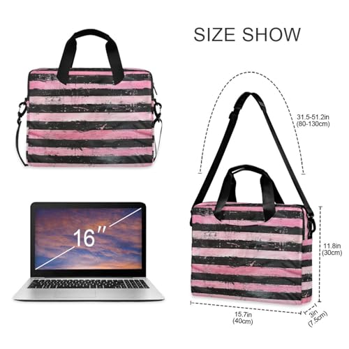 Funda para portátil 15.6 pulg negro y rosa con asa y correa miniatura 5