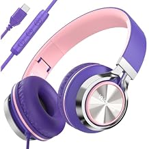 USB C Over Ear Headphones Wired,Type C Wired Headphones with Microphone, Foldable & Lightweight Headphone with In-line Control, HD Stereo Sound for iPhone 15-16/Android/Type-C Laptop/Tablet BH118AP