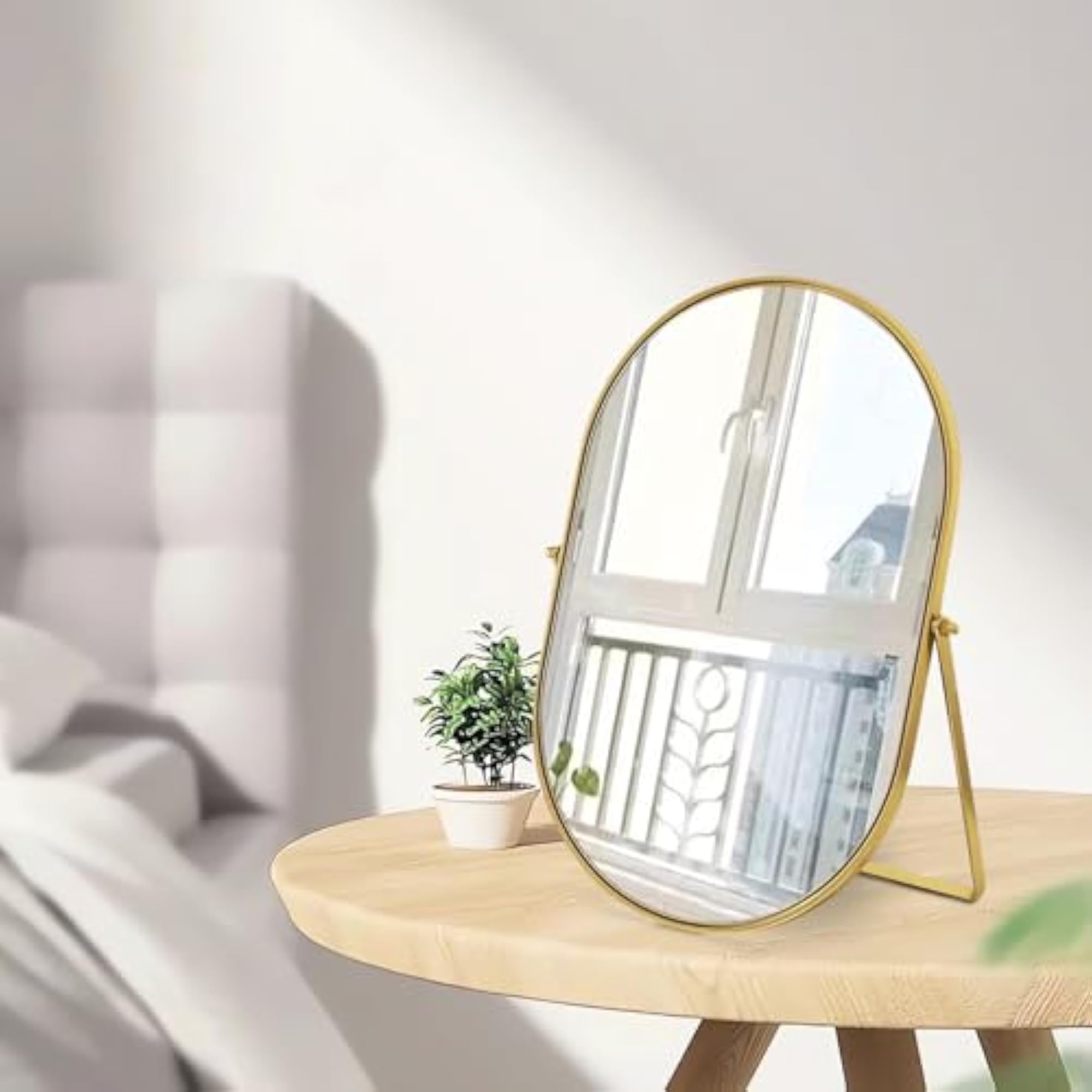 Oval Makeup Mirror with Adjustable Rotation