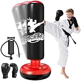 Qoosea Sac de Boxe pour Enfants 6 à 12 Ans, 160cm Gonflable Sac de Frappe sur Pied, Sac d...