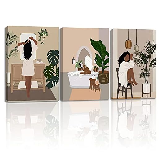 Framed African American Woman Canvas Wall Art Black Women Relax And Enjoy The Time Abstract Boho Fashion Poster Home Decor For Living Room Bedroom Bathroom