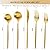 Gold Silverware Set for 12, MIKIWAY 60 Pieces Stainless Steel Flatware Set, Matte Golden Cutlery Tableware Set, Kitchen Utensils Set Include Spoons And Forks Set, Satin Polished, Dishwasher Safe