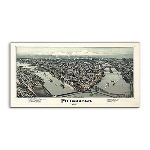 Tableau en verre 120x60cm plan de Pittsburgh décoration murale de salon