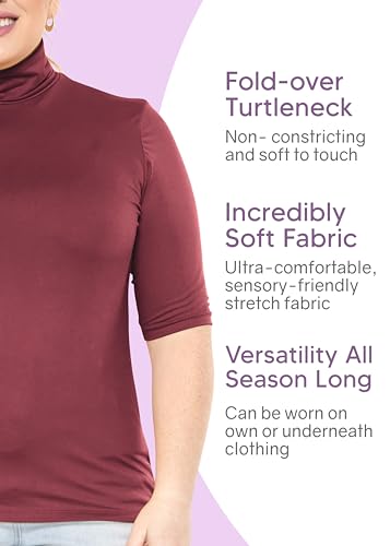 Women's Plus Size Warm Short Sleeve Turtleneck Top | Ultra Soft | Adult XL to 5X4