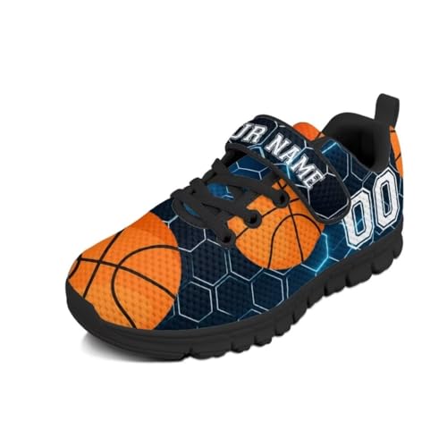 Children Sports Sneaker Balls Print Hook & Loop Closure Unisex Child Anti Slip Lightweight Shoes for School Running