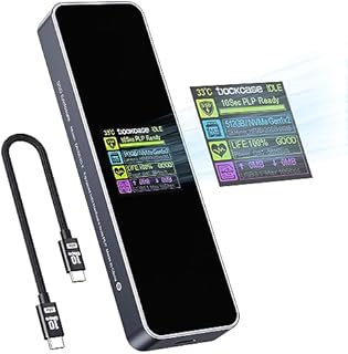DOCKCASE Smart M.2 NVMe Enclosure, 10s Power Loss Protection, Disk Life Detection 10Gbps M2 SSD Enclosure USB 3.2 Gen 2 SSD Caddy for 2230/2242/2260/2280 M.2 NVMe SSD of M-Key or M+B Key