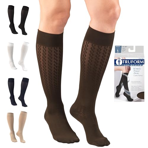Image of Truform Compression Socks, 15-20 mmHg, Knit Women's Dress Socks, Knee High Over Calf Length
