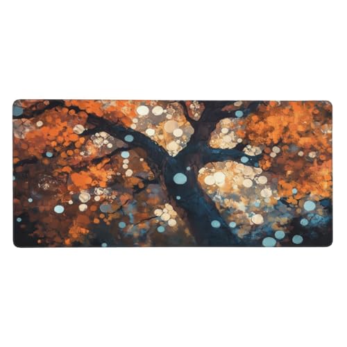 Alfombrilla Gaming, Otoño Alfombrilla Ratón Árbol Mouse Pad XXL 800x300x3mm, Mousepad Gaming Accesorios for Mejora la precisión y la Velocidad, PC Accesorios Escritorio Decor, Regalo Mujer -666