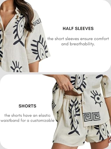 Image of Leriya Fashion Women's Rayon Co-ord Set Stylish | Summer Pajama Set for Women & Girl for Beach & Holiday Look | Night Suit| Summer Vacations Printed Pyjama Set for Goa Beach Outfits