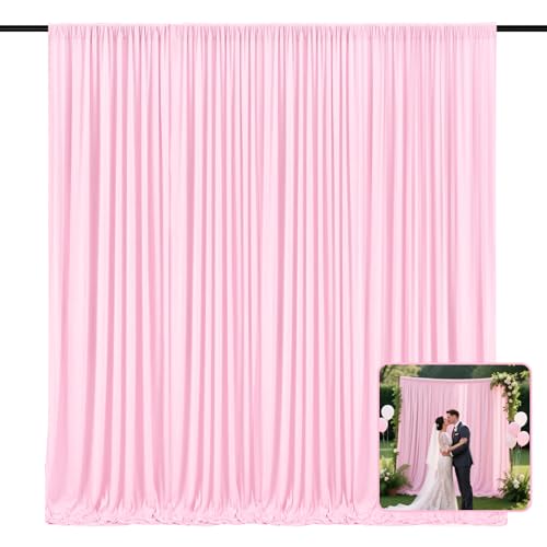Image of 2 Panels Light Pink Backdrop Curtain, 10 x 10 Feet Polyester Background Curtains for Parties, Weddings, Baby Showers, Halloween, Christmas, Birthday Party Photoshoot Backdrop Curtains Decorations