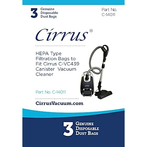 Cirrus VC439 Canister HEPA Cloth Type Vacuum Bags for Cirrus VC439 Power Head Canister Vacuum | Traps 99.97% of Microscopic Particles | Made from Environmentally Friendly Materials | 3 Bags Cover