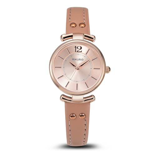 AIKURIO Women’s Fashion Watch – All Rose Gold Quartz Analog Leather Strap Watch, 30M Waterproof Everyday Timepiece, Gift for Girlfriend or Wife
