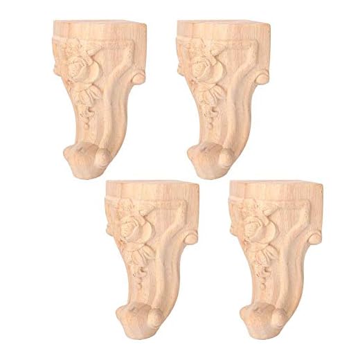 4 stycken/set snidade trämöbler ben, skåp ben snidade bord ben möbler ben soffa fötter europeisk stil, möbler hårdvara (10 * 5 cm)