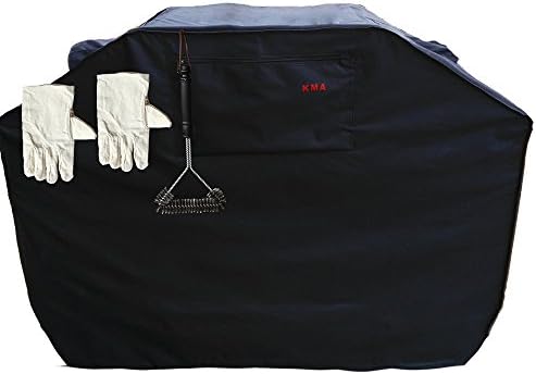 KMA Grill Cover - Up to 64" Wide, Heavy Duty - Fits Weber (Genesis), Holland, Jenn Air, Brinkmann, Char Broil, & More Black