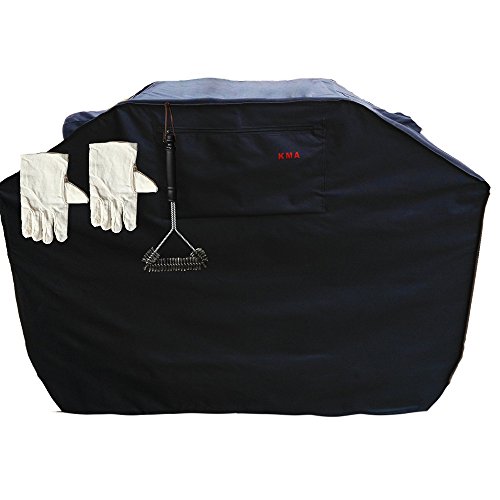 Kma Grill Cover - Up To 64" Wide, Heavy Duty - Fits Weber (Genesis), Holland, Jenn Air, Brinkmann, Char Broil, & More Black #TOP2