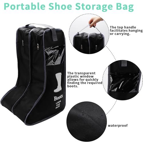 Portable 2 Pack Boots Storage,Tall Boots Storage/Protector Bag, Boots Cover (Black)4