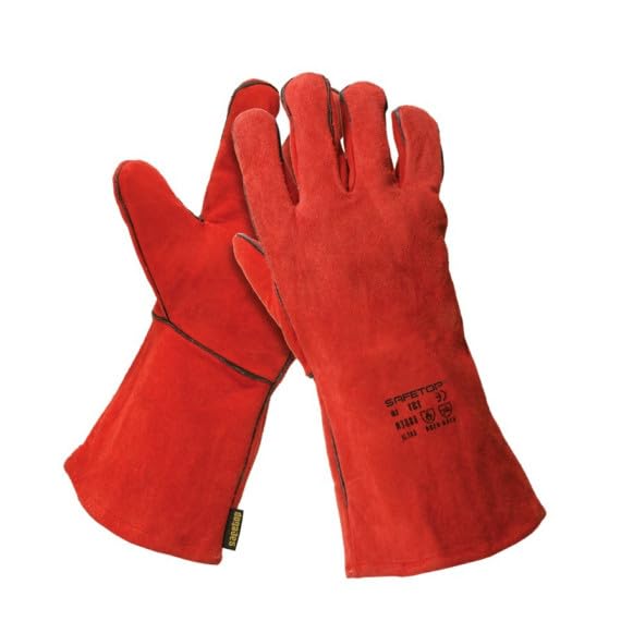 Guantes de soldador rojo de 35cm ESSEN Pack de 12 pares