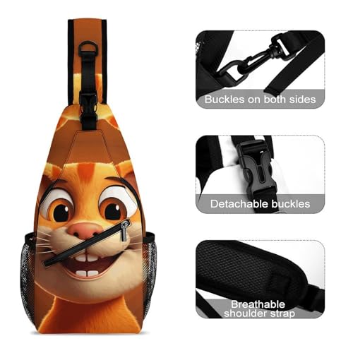 Bolso Crossbody Cartoon Cat Casual para Hombre y Mujer miniatura 3