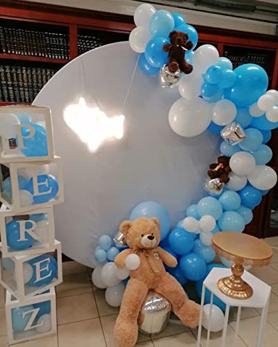 Tcwlyfc Baby Boxes With Letters - Letter Blocks Boxes With 65 Letters & Numbers, 6 White Clear Balloon Box For Baby Showers & Gender Reveal Parties, Reusable Birthday Decoration Boxes With 48 Balloons #TOP4