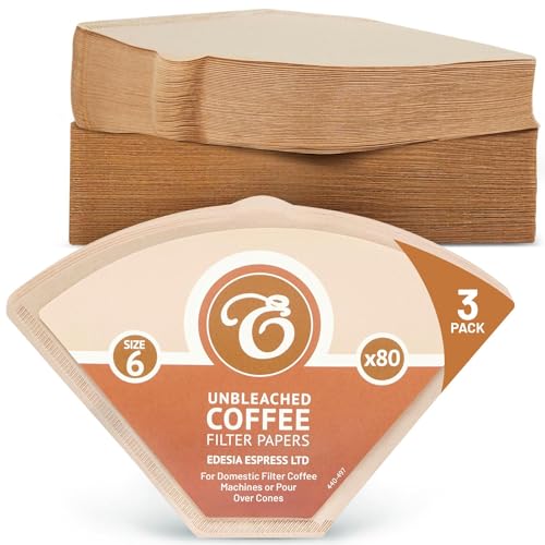 EDESIA ESPRESS – 3x80 Filtres à Café Coniques en Papier – Filtre Café N°6 pour Cafetière Manuelle, Pour-Over et Brassage Doux – Taille 6 Brun