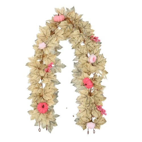 KIXZSAZ Mimbre, hojas de arce y bayas. Ideal para chimeneas, puertas o para Halloween, decoración de interiores y exteriores. , ratán rosa , do