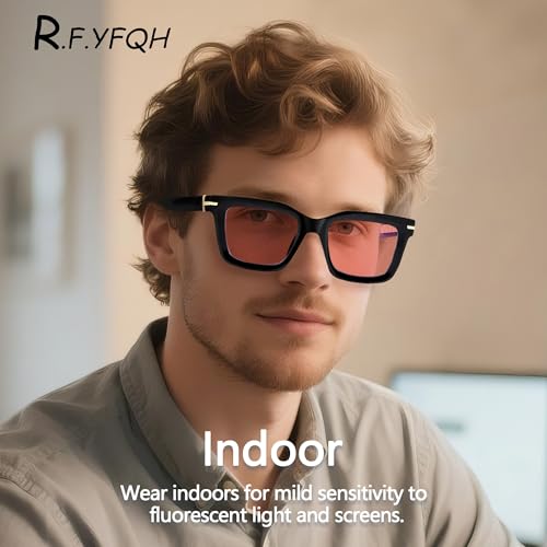 Image of Fluorescent-41 Rose Tinted Fit Over Blue Light Blocking Glasses for Migraine, Light Sensitivity, Photophobia JF7202