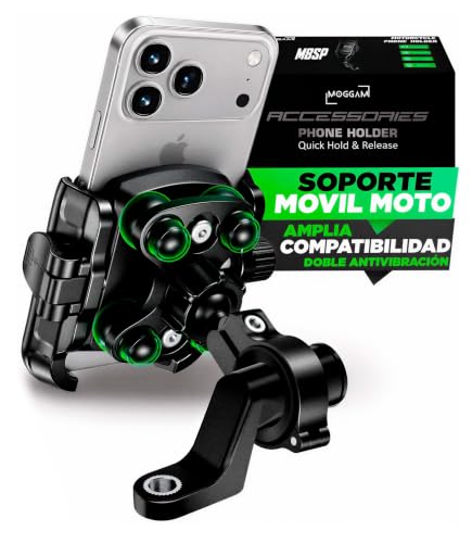 MOGGAM Soporte Móvil Moto Antivibración Manillar y Retrovisor Scooter Bici