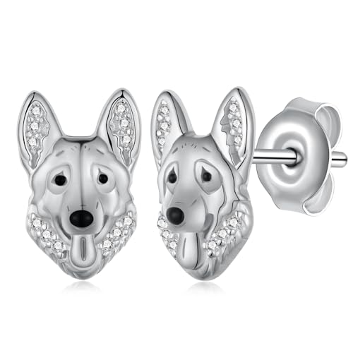 German Shepherd Earrings/Dachshund Earrings/Yorkie Earrings/Schnauzer Earrings 925 Sterling Silver Dog Jewelry Animal Stud Earring Birthday Gift for Women Dog Lover