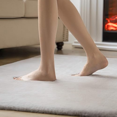 Image of Rabbit Fur Area Rug 6x8 Ft | Super Soft Plush Carpet with Anti-Slip Backing | Washable Luxury Rug for Bedroom, Living Room & Home Decor