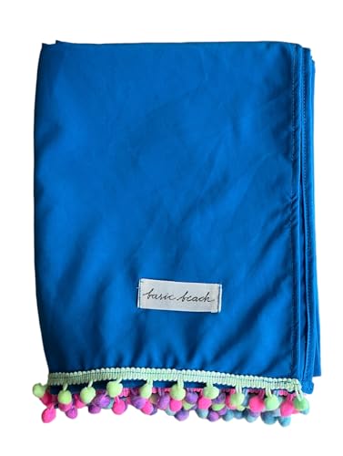 Canga Praia Azul Maldivas com Pompom Colorido lisa