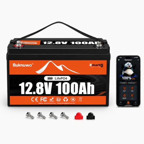 BUKNUWO 12V 100Ah Bluetooth LiFePO4 Battery