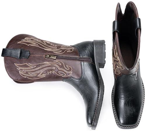 Image of Jousen Cowboy Boots for Men Embroidery Men's Western Boots Retro Square Toe Mens Boot Botas Vaqueras Para Hombre