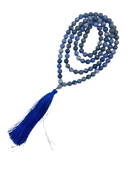 Image of Natural Crystal Gemstone Lapis Lazuli Jap Mala 8mm 108 Beads for Meditation, Pooja, Chanting, Wearing (8mm, Lapis)
