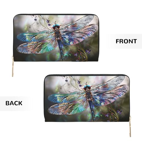 Modern Dragonfly Printed Long Wallet for Women Men Cute Coin Purse with Card Holder3