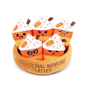 Emotional Support Lattes by Relatable, Fall Plushies Stuffed Animal Toy, Perfect Small Gift for Coffee Lovers, Gift Baskets, and Loved Ones of All Ages, Includes 5 Fall Plushies with Carrying Basket Emotional Support Lattes by Relatable Fall Plushies Stuffed Animal Toy Perfect Small Gift for Coffee Lovers Gift Baskets and Loved Ones of All Ages Includes 5 Fall Plushies with Carrying Basket