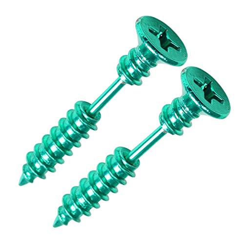 Bobury 1 Par Moda Tornillo Aretes 3D Tornillo de Perforación Pendientes Encanto Pendiente del Perno Prisionero Unisexo Regalo de joyería por SamGreatWorld, Verde