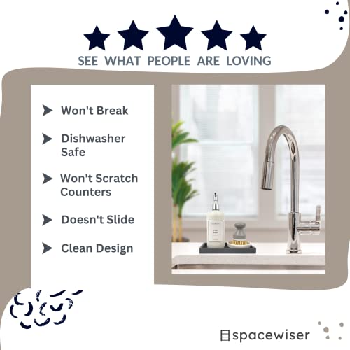 Spacewiser Countertop And Vanity Tray – Small 7.4" Silicone Soap Dispenser Tray, Shatterproof Flexible Bathroom Tray, Kitchen Sink Tray For Soap Bottles, Key Trinket Ring Tray, Original Silicone Tray #TOP6