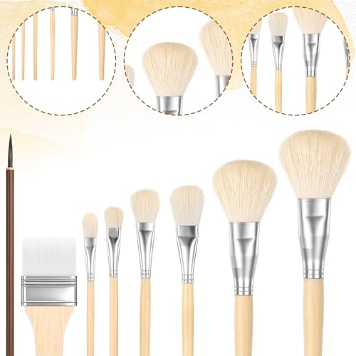 Set de 7 Pinceles Mop para Pintura Acrílica con Cerdas de Cabra Versátiles para Mezclado en Acuarela, Óleo y Pintura de Cuerpo miniatura 5