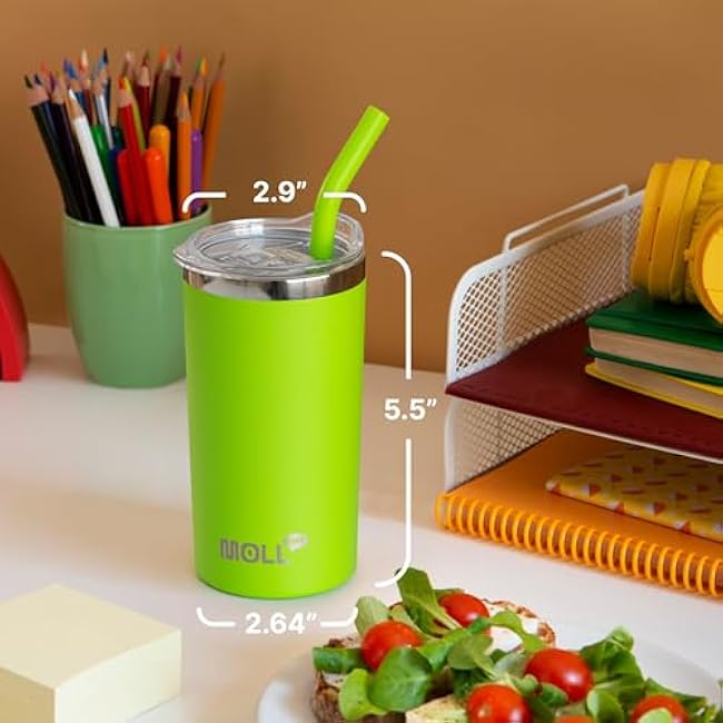 Tumbler with Straw-Vacuum Insulated Drink Water Cup with Leak Proof Slide Seal Lid-12 oz Stainless Steel Tumbler with Silicone Pad, BPA Free(Purple Pink)