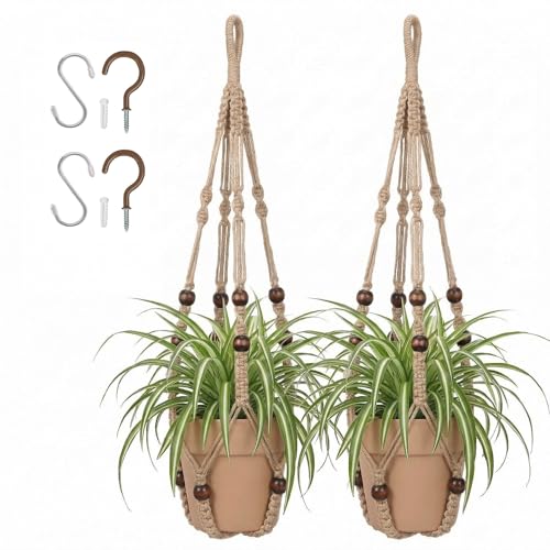 mivofo Macrame Plant Hanger 23", Set of 2 No Tassel