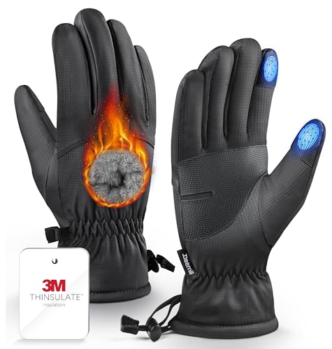 Deemii -10? Winter Gloves Men Women Made with 6M Insulation & Plush Lining, Windproof & Water-Resisitant Glove for Cold Weather with Touchscreen Fingers, for Running