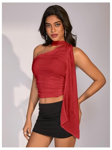 Image of RoseSeek Women's Y2K Leopard Polka Dots Halter Asymmetrical Neck Crop Tops