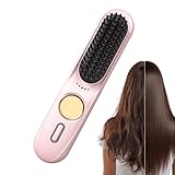 Reise-Glätteisenbürste | 9-stufige tragbare schnelle Erwärmung 35 W kabellos – Frauen Styling beheizte Glättbürste – für Urlaub, Roadtrip, Pendeln, Dating und den täglichen Gebrauch