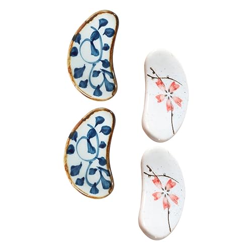 HOLIDYOYO 4Pcs Retro Ceramic Chopstick Rests Elegant Chopstick Stands for Home Office Restaurant Use Prevents Rolling Keeps Tableware Clean