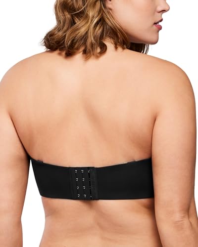 Image of HSIA Strapless Bra for Big Bust Women, Plus Size Full Coverage Bandeau Fiery Bra Anti-Slip Underwire Support for Large Breast Soft Black