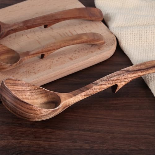 Haksen Wooden Ladle Spoon, Soup Cooking Spoons 8 Inch Non-Stick Wooden Spoon For Cooking Stirring Serving thumb #5