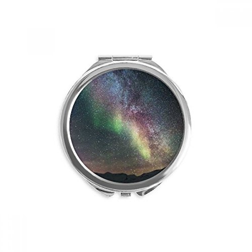 Espejo redondo portátil con diseño de galaxia para retoques rápidos en cualquier lugar