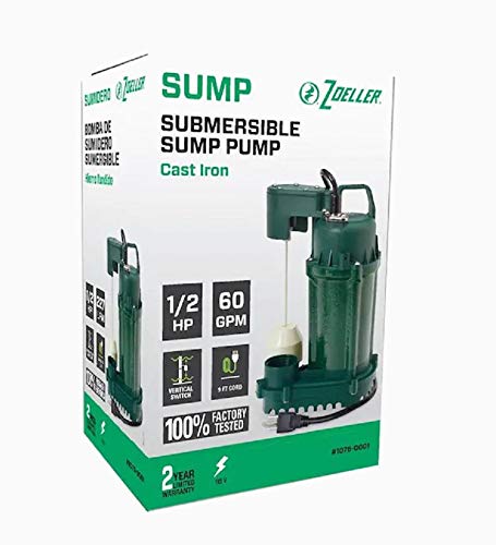 Zoeller 0.5-Hp 60Gpm Cast Iron Submersible Sump Pump (1075-0001) #TOP4