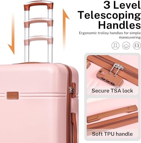 Image of Turtle Trek 20 inch Trolley Bag for Men & Women 8 Wheels Bag Hard Case Polycarbonate Luggage with 360 Degree Spinner Wheels, Combination Lock, Telescopic Handle,Suitcase for Travelling (Pink)
