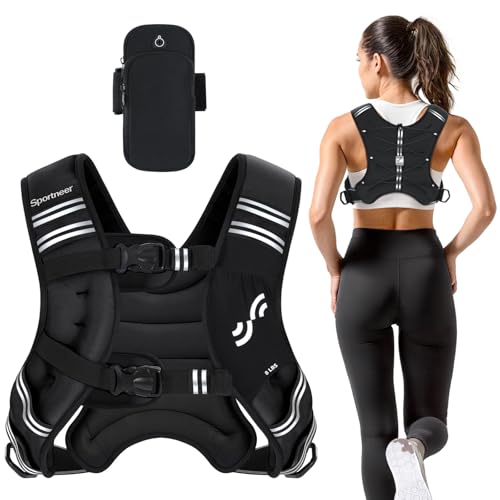 Sportneer Weighted Vest for Running Training 3.6 kg/ 5.4kg/ 6.8 kg/ 9kg/ 11kg Weight Vest with Reflective Stripe Running Vest for Workout Strength Training Fitness Muscle Building Weight